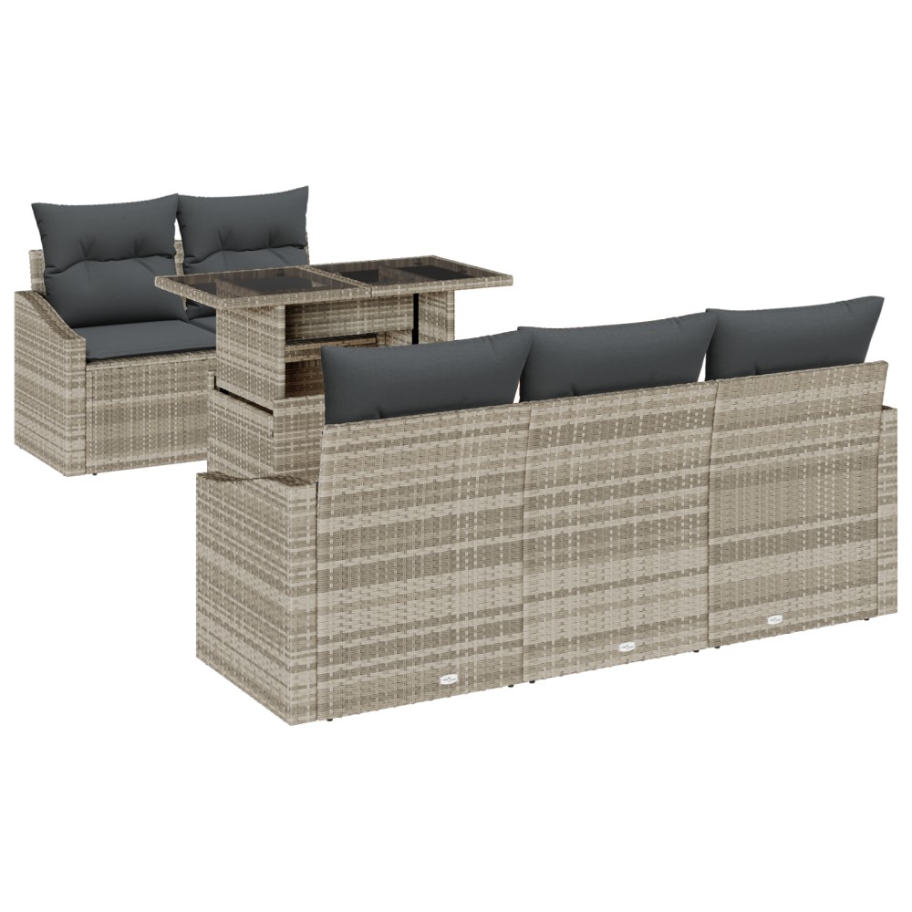 vidaXL Set de canapele pentru grădină cu pernă 6 pcs Gri deschis