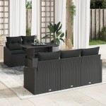 vidaXL Set de canapele pentru grădină 6 pcs Negru 100 x 55 x 73 cm