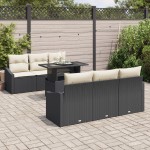 vidaXL Set de canapele pentru grădină cu pernă 7 pcs negru și crem vidaXL Set de canapele pentru grădină cu pernă 7 pcs negru și crem