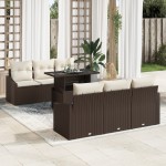vidaXL Set de canapele pentru grădină cu pernă 7 pcs maro și crem vidaXL Set de canapele pentru grădină cu pernă 7 pcs maro și crem