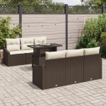 vidaXL Set de canapele pentru grădină cu pernă 7 pcs maro și crem vidaXL Set de canapele pentru grădină cu pernă 7 pcs maro și crem