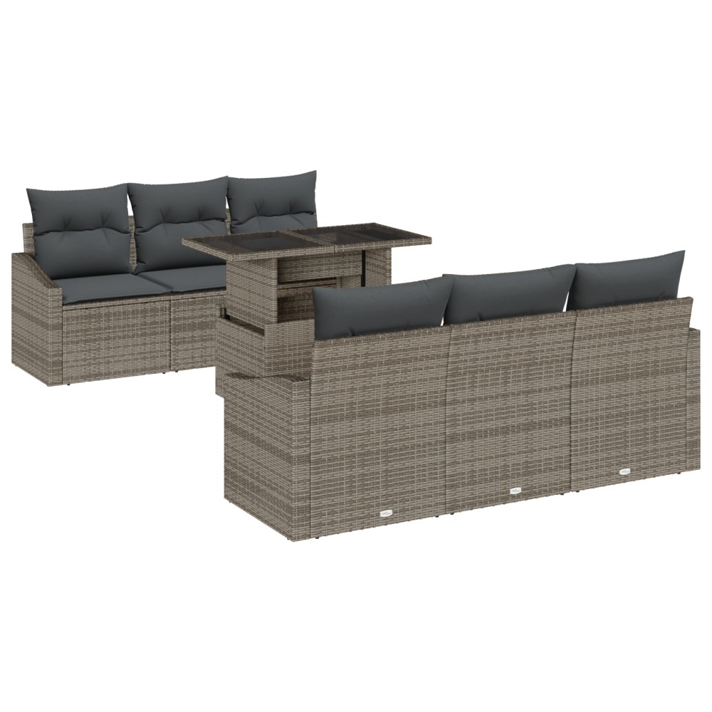 vidaXL Set de canapele pentru grădină 7 pcs Gri 100 x 55 x 73 cm