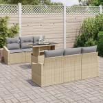 vidaXL Set de canapele pentru grădină 7 pcs bej și gri deschis