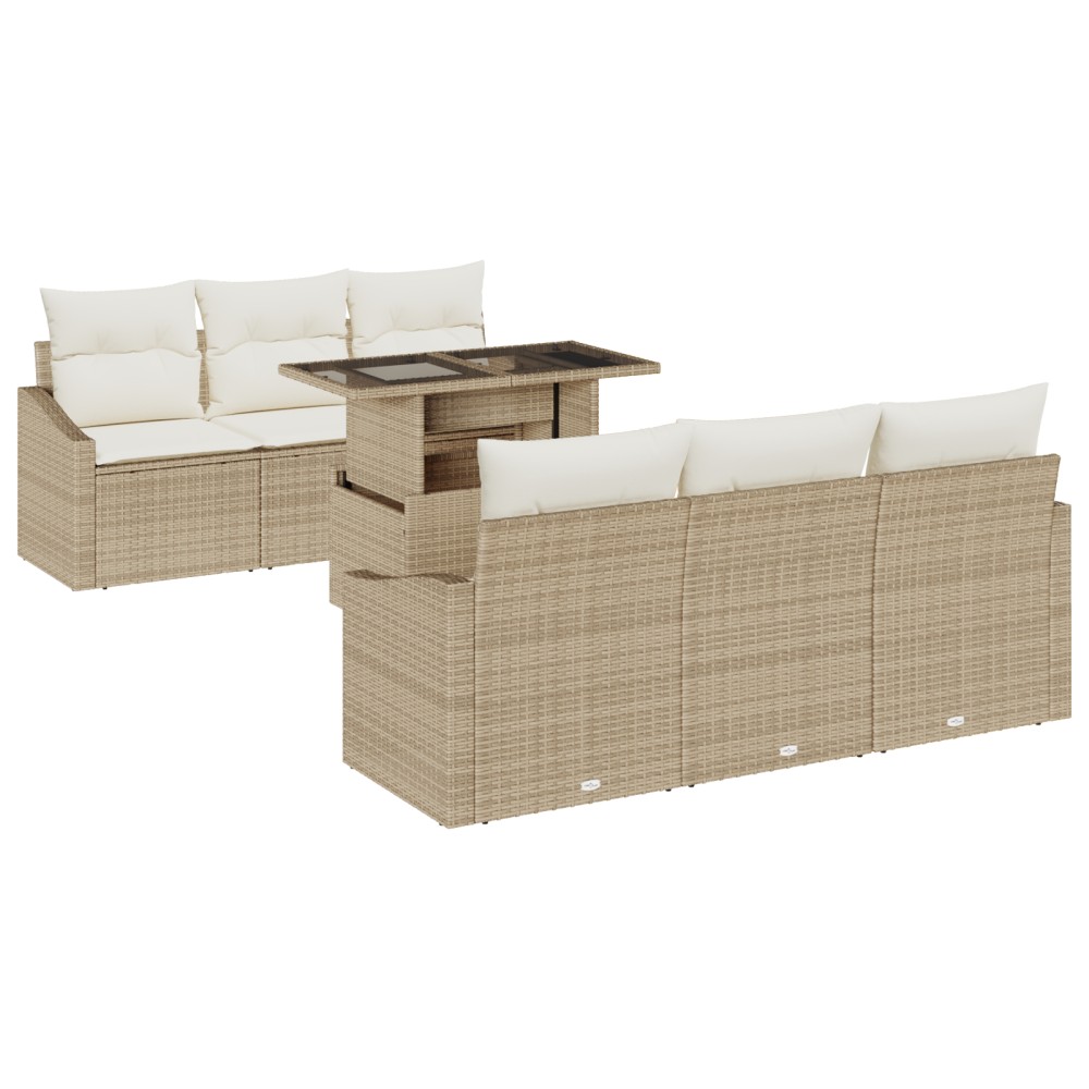 vidaXL Set de canapele pentru grădină cu pernă 7 pcs bej și crem
