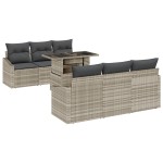 vidaXL Set de canapele pentru grădină cu pernă 7 pcs Gri deschis
