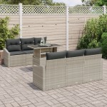 vidaXL Set de canapele pentru grădină cu pernă 7 pcs Gri deschis