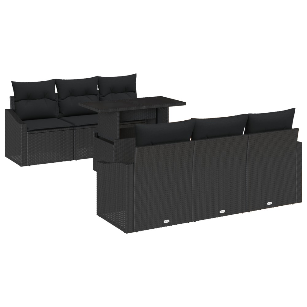 vidaXL Set de canapele pentru grădină 7 pcs Negru 100 x 55 x 73 cm