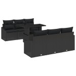 vidaXL Set de canapele pentru grădină 7 pcs Negru 100 x 55 x 73 cm