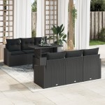 vidaXL Set de canapele pentru grădină 7 pcs Negru 100 x 55 x 73 cm