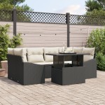 vidaXL Set de canapele pentru grădină cu pernă 7 pcs negru și crem vidaXL Set de canapele pentru grădină cu pernă 7 pcs negru și crem