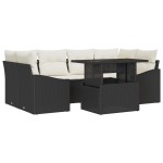 vidaXL Set de canapele pentru grădină cu pernă 7 pcs negru și crem vidaXL Set de canapele pentru grădină cu pernă 7 pcs negru și crem