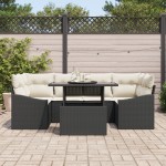 vidaXL Set de canapele pentru grădină cu pernă 7 pcs negru și crem vidaXL Set de canapele pentru grădină cu pernă 7 pcs negru și crem