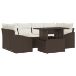 vidaXL Set de canapele pentru grădină cu pernă 7 pcs maro și crem