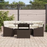 vidaXL Set de canapele pentru grădină cu pernă 7 pcs maro și crem