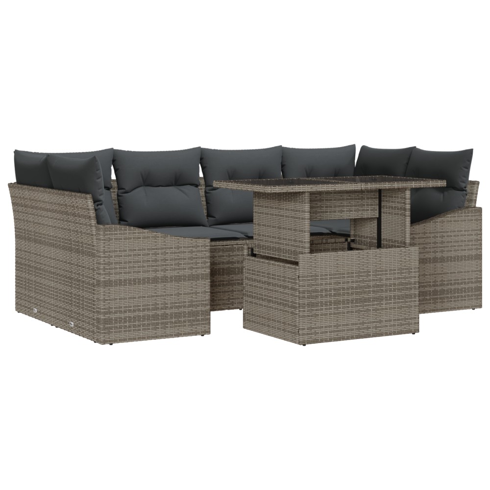 vidaXL Set de canapele pentru grădină 7 pcs Gri 100 x 55 x 73 cm