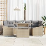 vidaXL Set de canapele pentru grădină 7 pcs bej și gri deschis