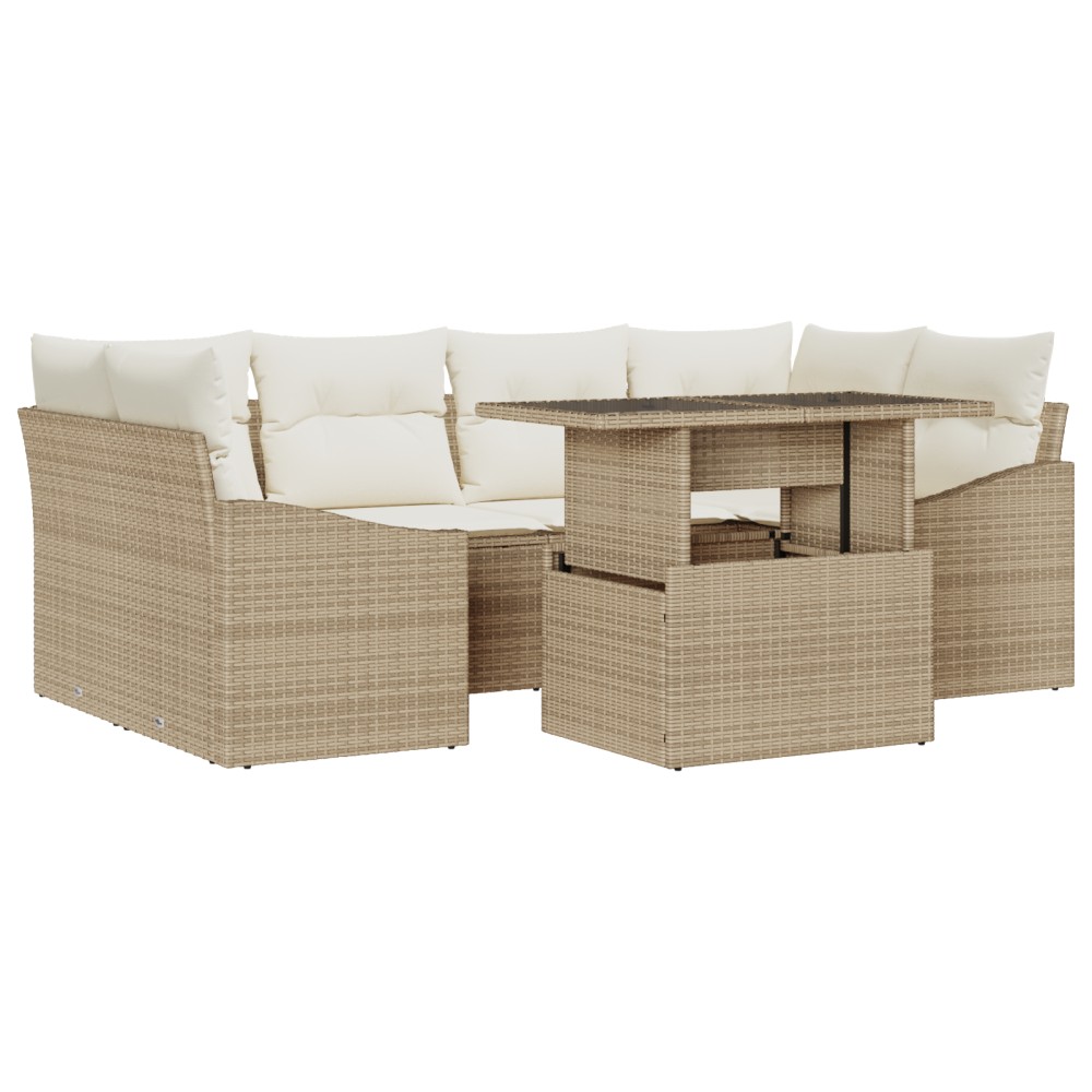 vidaXL Set de canapele pentru grădină cu pernă 7 pcs bej și crem