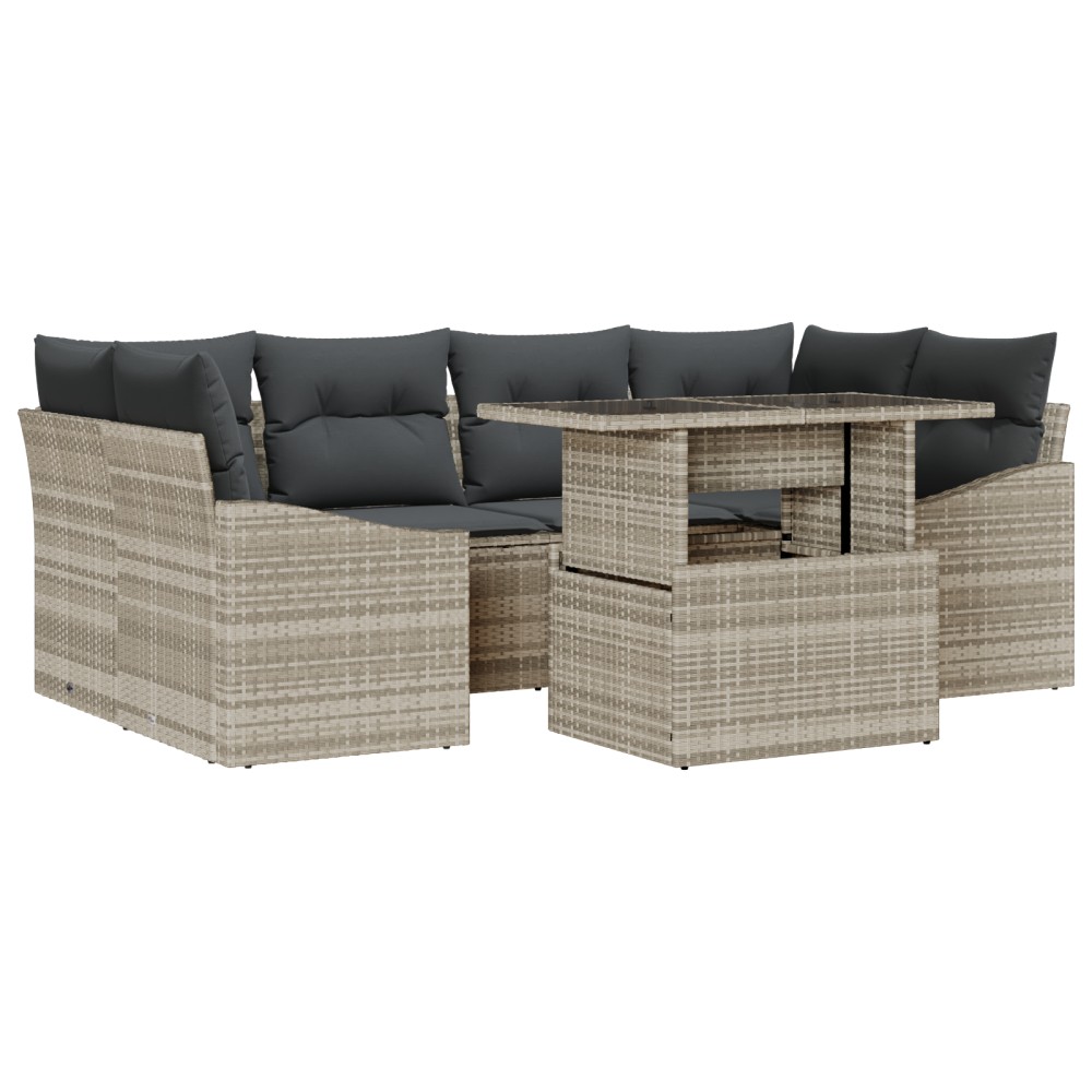 vidaXL Set de canapele pentru grădină cu pernă 7 pcs Gri deschis