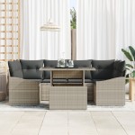 vidaXL Set de canapele pentru grădină cu pernă 7 pcs Gri deschis