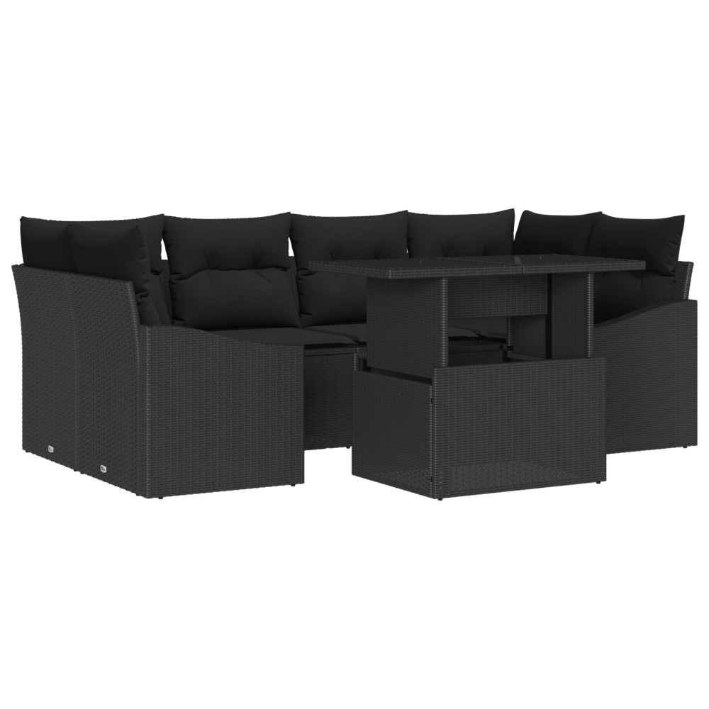 vidaXL Set de canapele pentru grădină 7 pcs Negru 100 x 55 x 73 cm