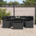 vidaXL Set de canapele pentru grădină 7 pcs Negru 100 x 55 x 73 cm vidaXL Set de canapele pentru grădină 7 pcs Negru 100 x 55 x 73 cm