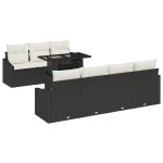 vidaXL Set de canapele pentru grădină cu pernă 8 pcs negru și crem