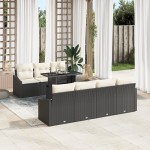 vidaXL Set de canapele pentru grădină cu pernă 8 pcs negru și crem