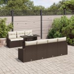 vidaXL Set de canapele pentru grădină cu pernă 8 pcs maro și crem