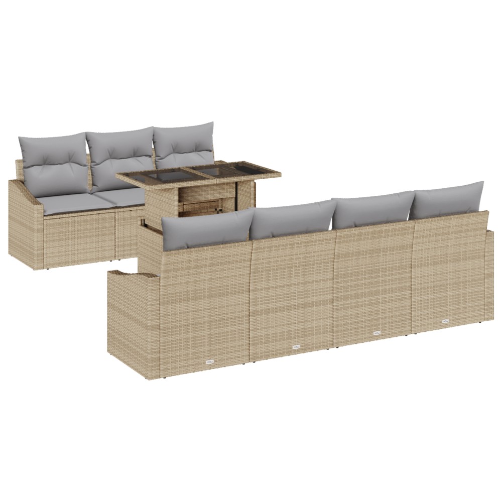 vidaXL Set de canapele pentru grădină 8 pcs bej și gri deschis