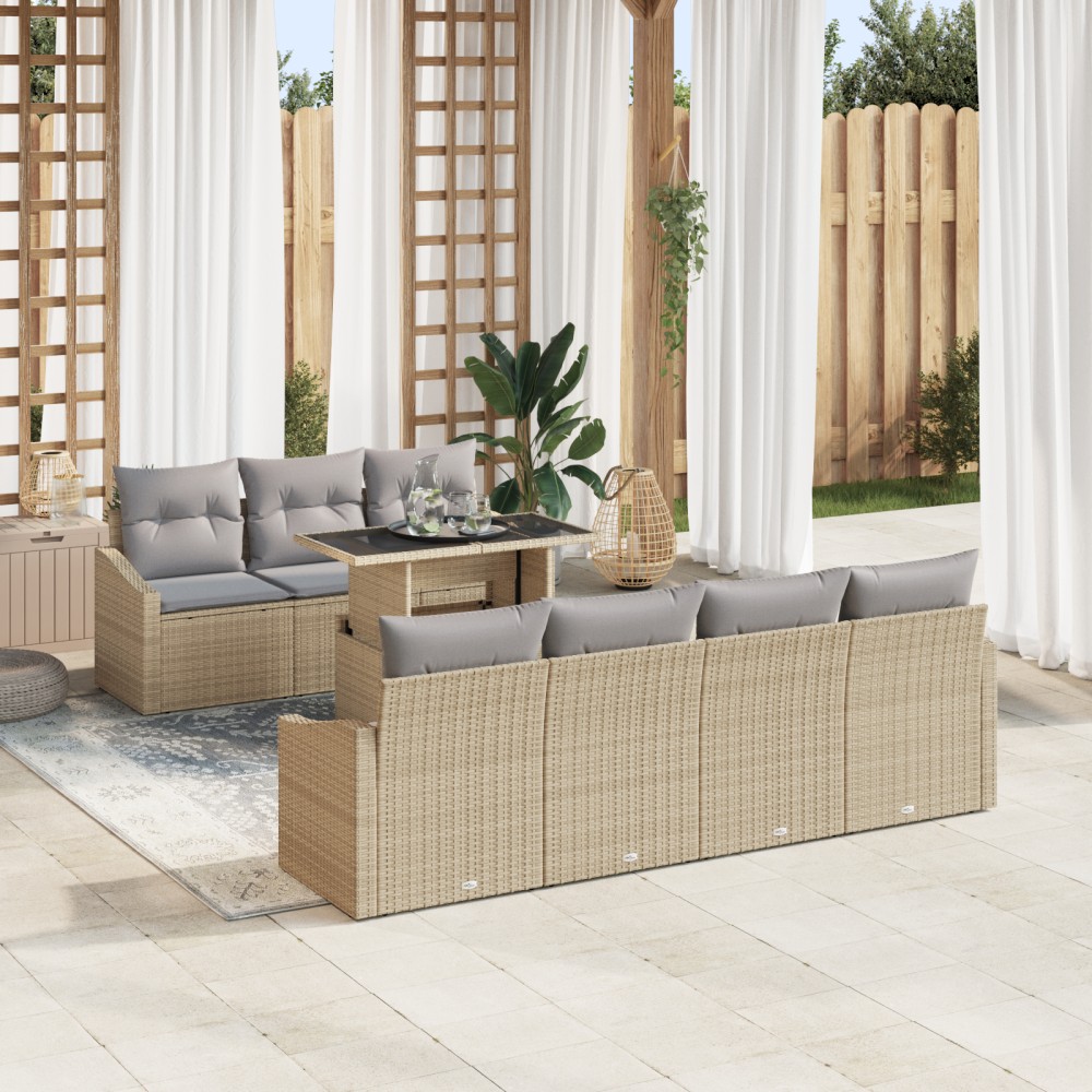 vidaXL Set de canapele pentru grădină 8 pcs bej și gri deschis