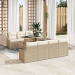 vidaXL Set de canapele pentru grădină cu pernă 8 pcs bej și crem