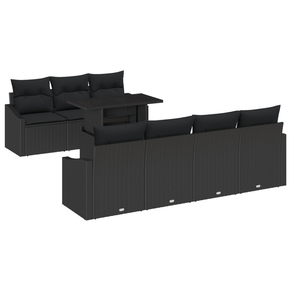 vidaXL Set de canapele pentru grădină 8 pcs Negru 100 x 55 x 73 cm