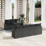 vidaXL Set de canapele pentru grădină 8 pcs Negru 100 x 55 x 73 cm