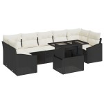 vidaXL Set de canapele pentru grădină cu pernă 8 pcs negru și crem