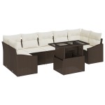 vidaXL Set de canapele pentru grădină cu pernă 8 pcs maro și crem