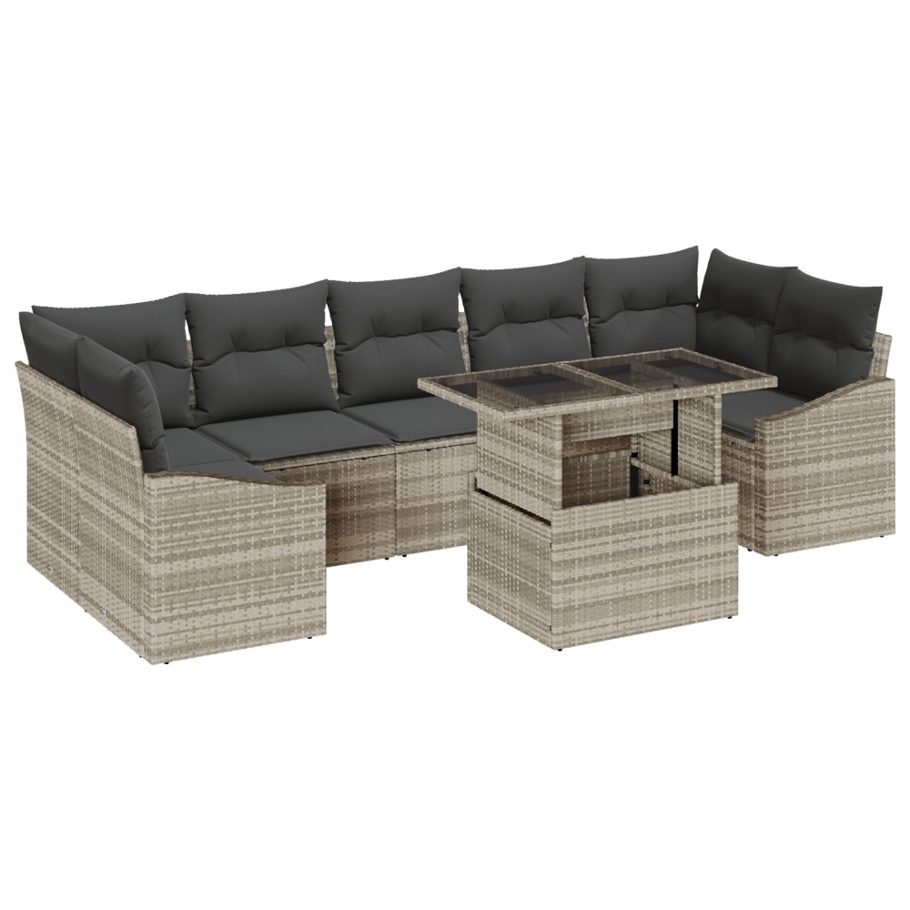 vidaXL Set de canapele pentru grădină cu pernă 8 pcs Gri deschis