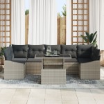 vidaXL Set de canapele pentru grădină cu pernă 8 pcs Gri deschis