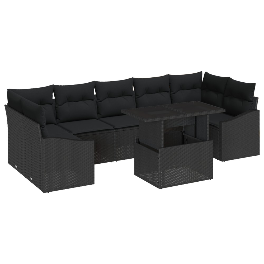 vidaXL Set de canapele pentru grădină 8 pcs Negru 100 x 55 x 73 cm