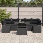 vidaXL Set de canapele pentru grădină 8 pcs Negru 100 x 55 x 73 cm