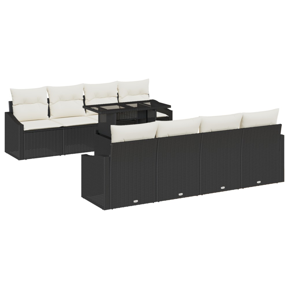 vidaXL Set de canapele pentru grădină cu pernă 7 pcs negru și crem