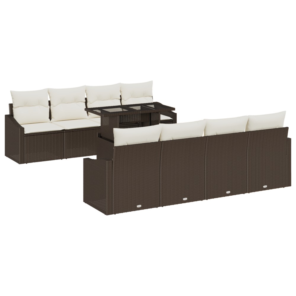 vidaXL Set de canapele pentru grădină cu pernă 7 pcs maro și crem
