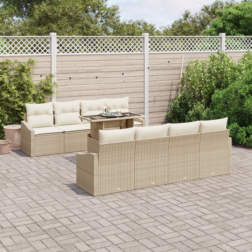 vidaXL Set de canapele pentru grădină cu pernă 7 pcs bej și crem