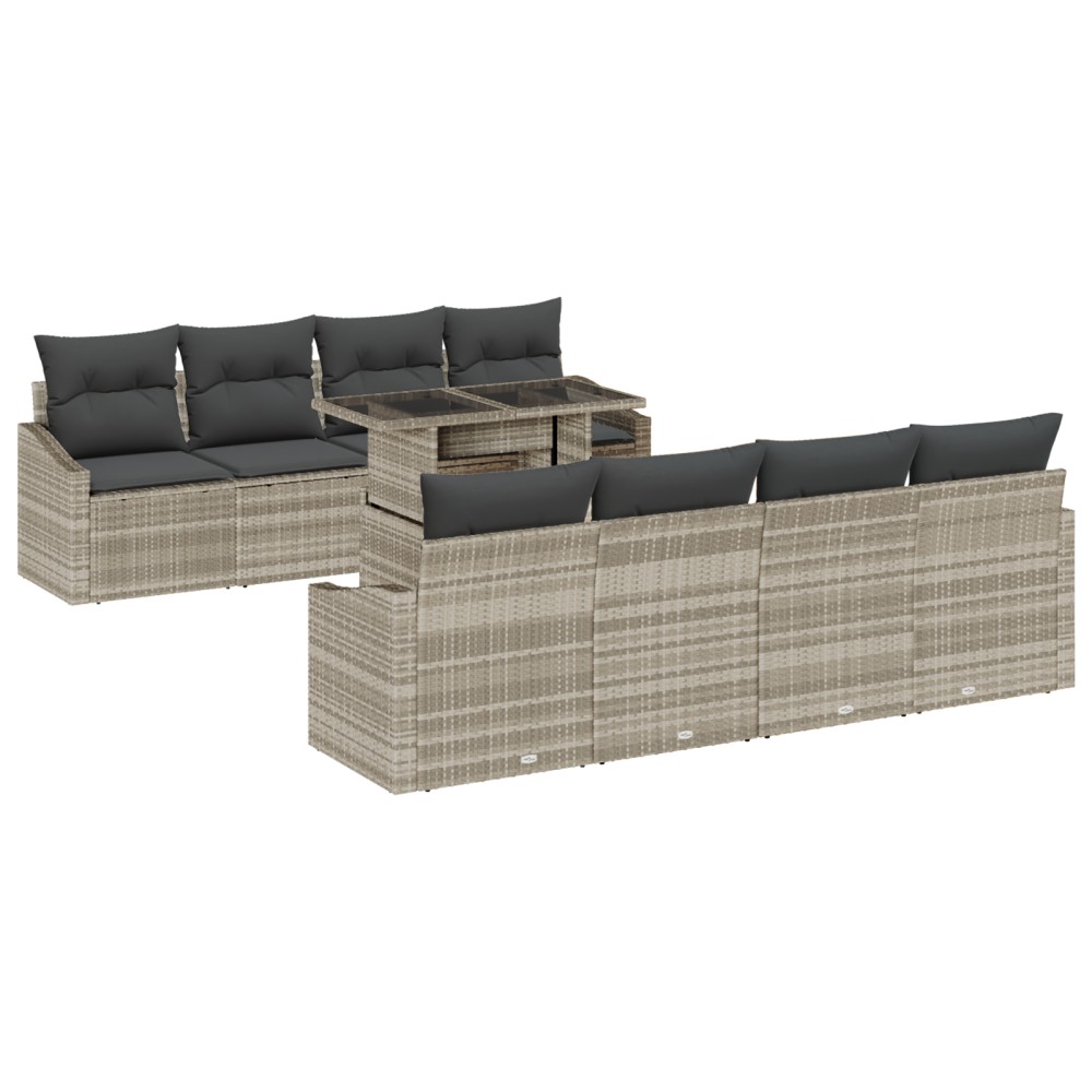 vidaXL Set de canapele pentru grădină cu pernă 7 pcs Gri deschis