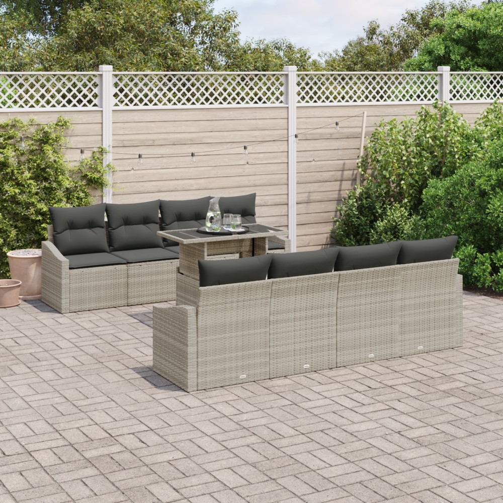 vidaXL Set de canapele pentru grădină cu pernă 7 pcs Gri deschis