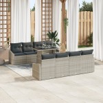 vidaXL Set de canapele pentru grădină cu pernă 7 pcs Gri deschis