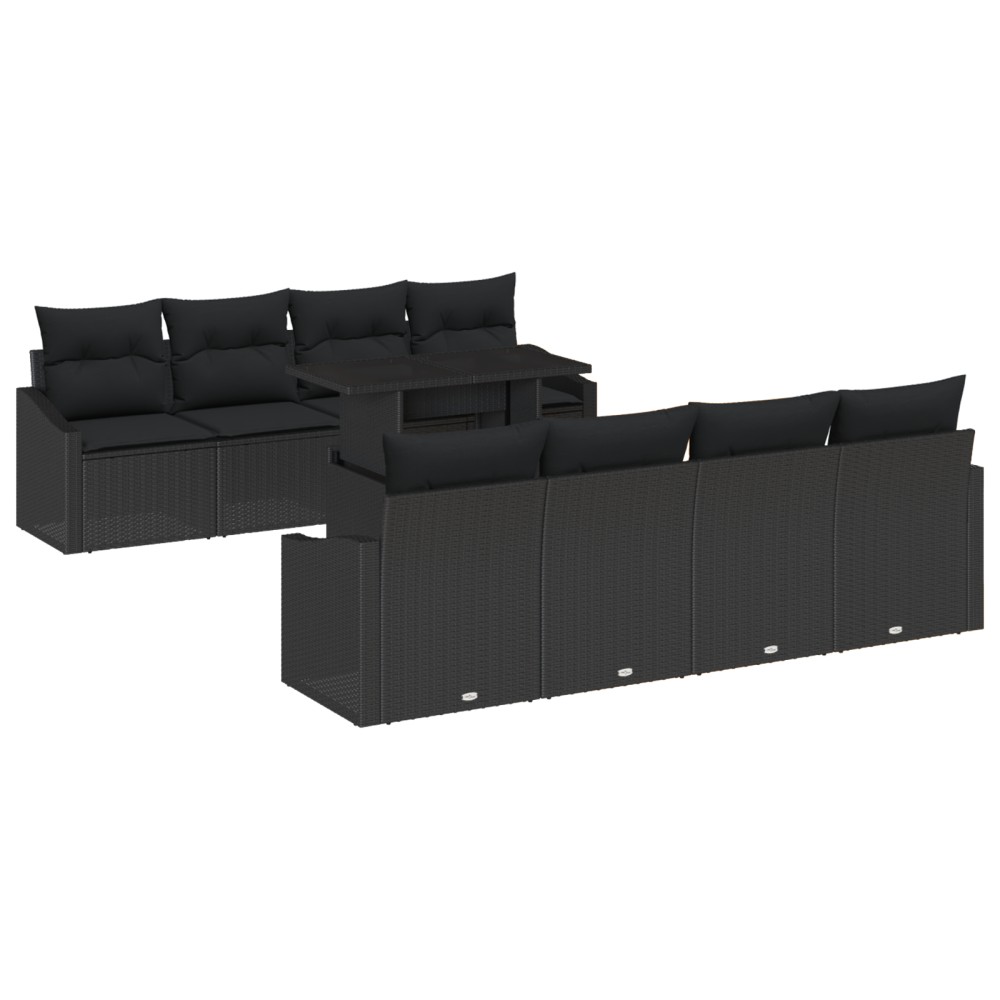 vidaXL Set de canapele pentru grădină 7 pcs Negru 100 x 55 x 73 cm