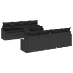vidaXL Set de canapele pentru grădină 7 pcs Negru 100 x 55 x 73 cm