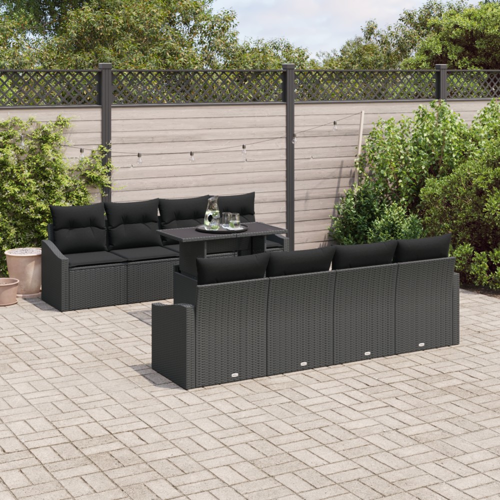 vidaXL Set de canapele pentru grădină 7 pcs Negru 100 x 55 x 73 cm