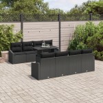 vidaXL Set de canapele pentru grădină 7 pcs Negru 100 x 55 x 73 cm