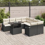 vidaXL Set de canapele pentru grădină cu pernă 9 pcs negru și crem